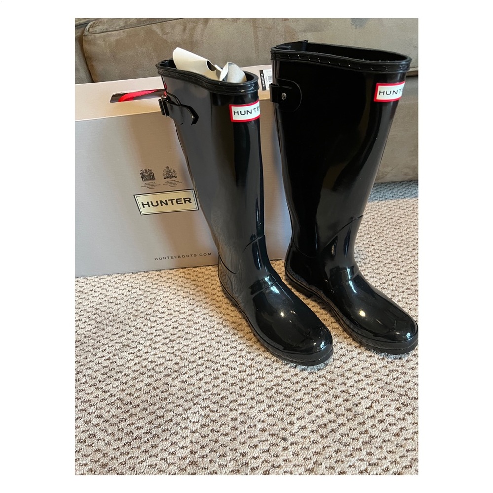 Hunter back adjust black  Gloss Boots - Picture 2 of 8